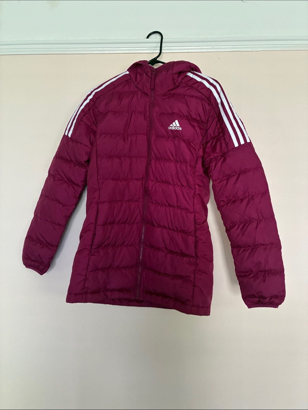 Adidas Maroon Puffer Jacket with Hood